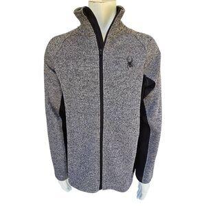 Spyder Men’s XL Full Zip Fleece Jacket Gray Black Softshell Outdoor Warm Logo